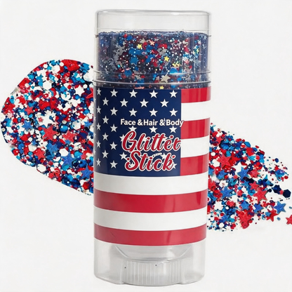 Patriotic Red, White & Blue Glitter Stick for Body & Hair