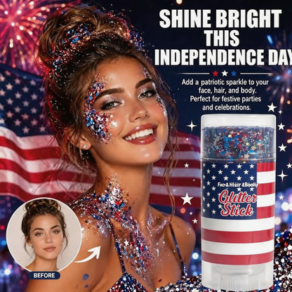 Patriotic Red, White & Blue Glitter Stick for Body & Hair