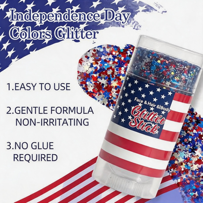 Patriotic Red, White & Blue Glitter Stick for Body & Hair