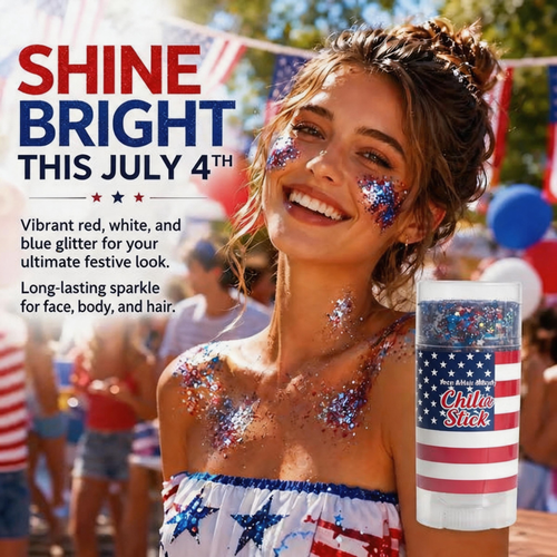 Patriotic Red, White & Blue Glitter Stick for Body & Hair